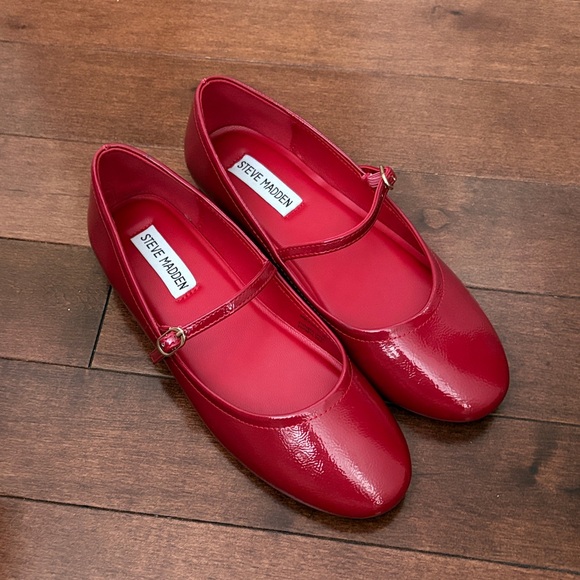 Steve Madden Shoes - Steve Madden Red Patent Mary Jane Flats